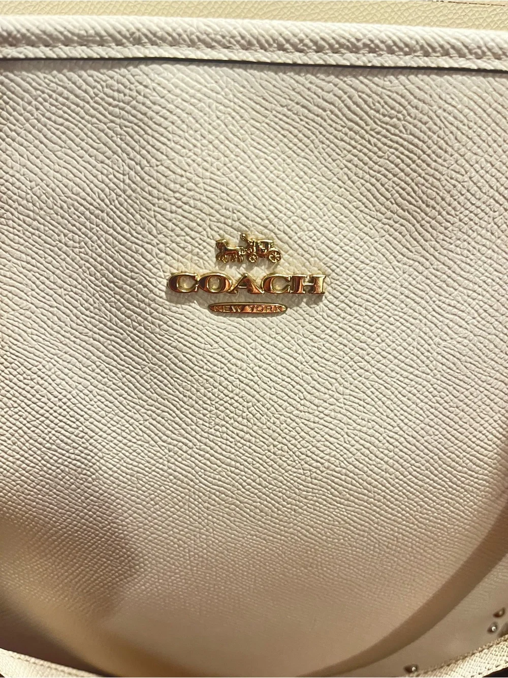 Coach Cream Leather Tote with Stud Embellishments